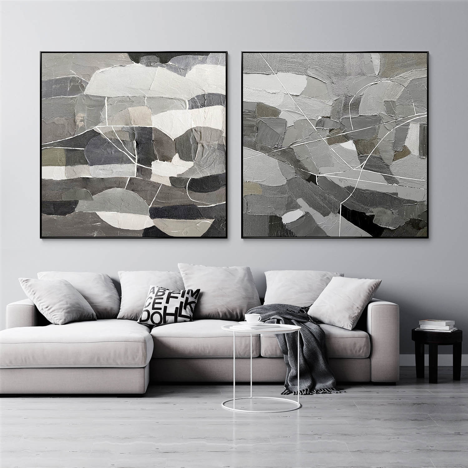 Plaster two square photo frames 07 Low-poly 3D model_2