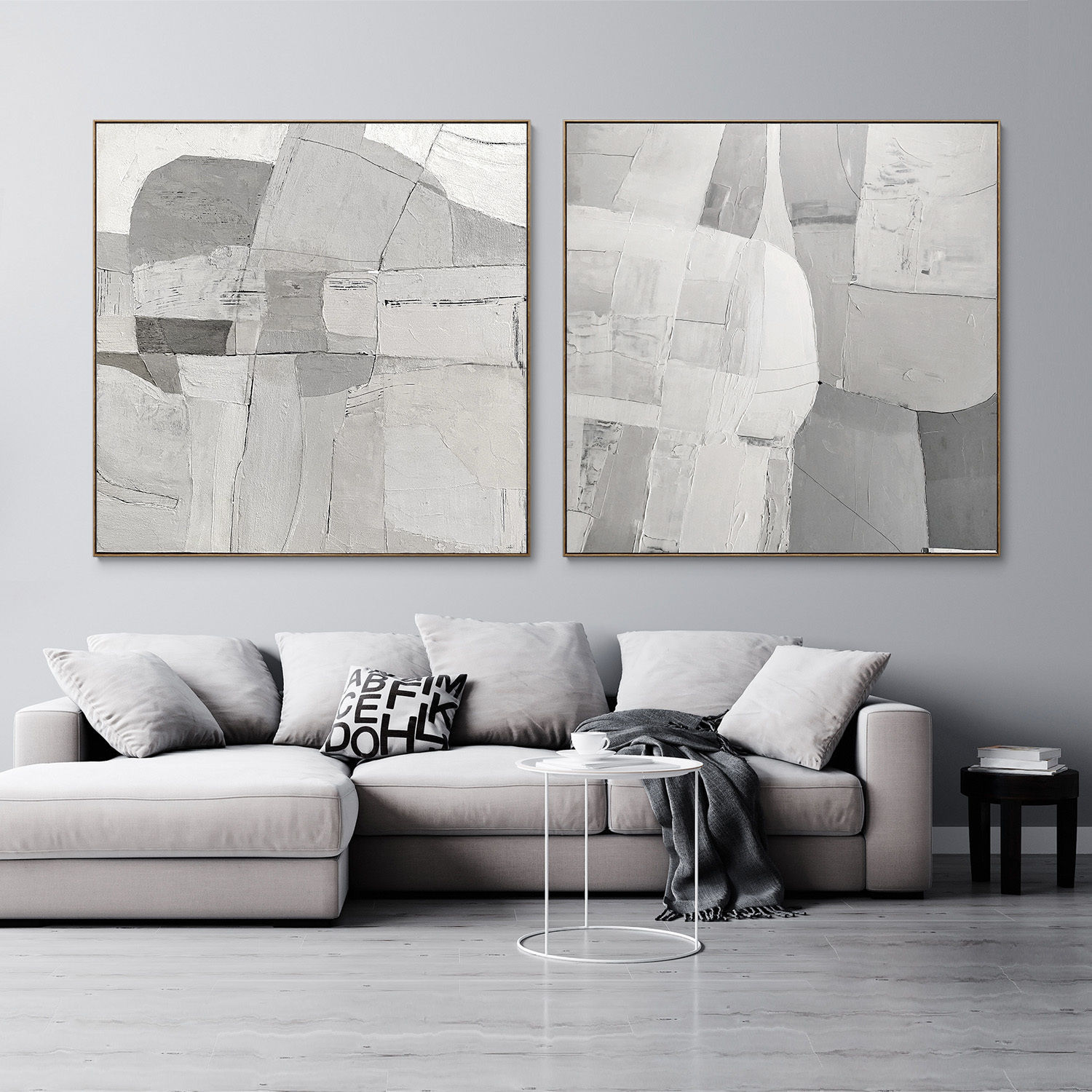 Plaster two square photo frames 08 Low-poly 3D model_2