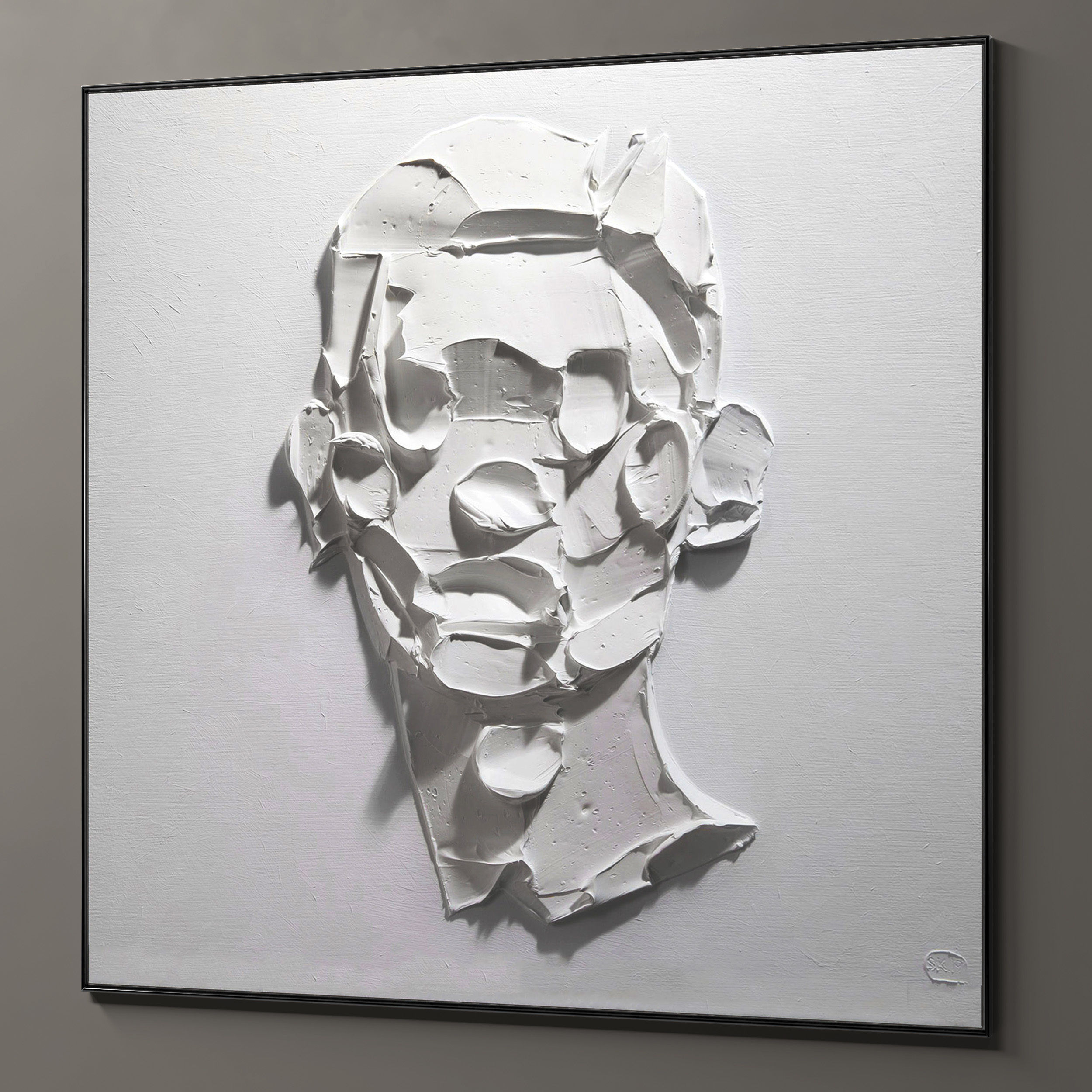 Plaster two square photo frames 09 Low-poly 3D model_4