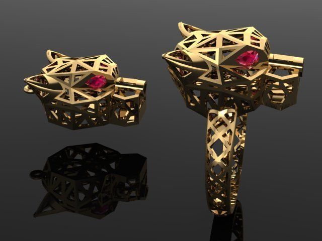caiters fusion panther ring earring 3d print models women 3D print model_4