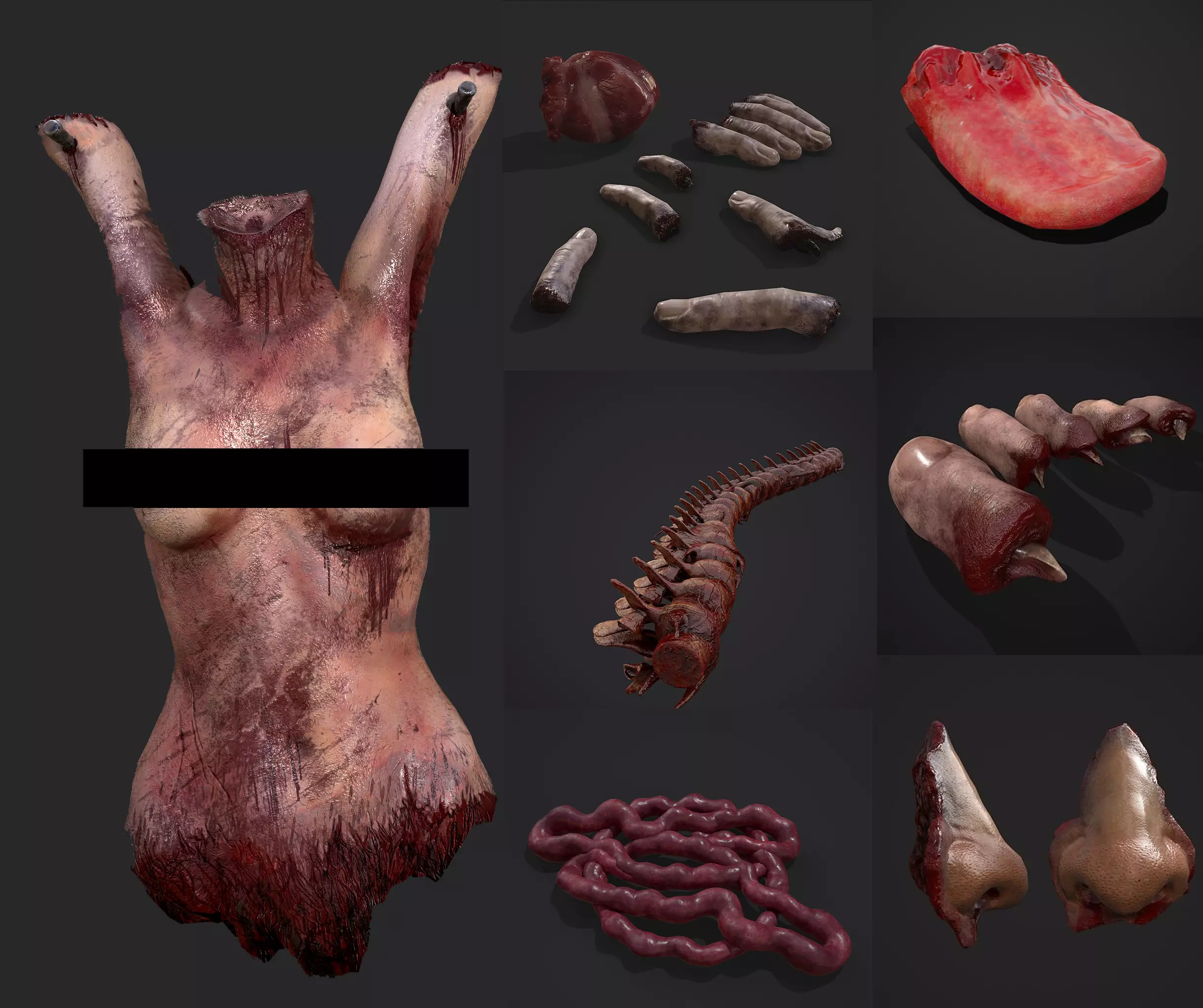 Severed Body Parts Medium Pack 3D Model Collection_0