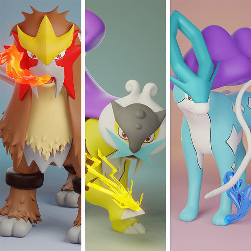pokemon legendary beasts pack 3D print model