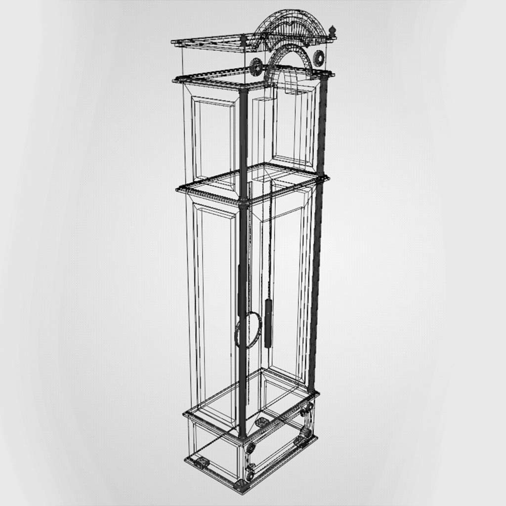 Grandfather Clock - UPDATED - Complete with oak and brass PBR 3D model_6