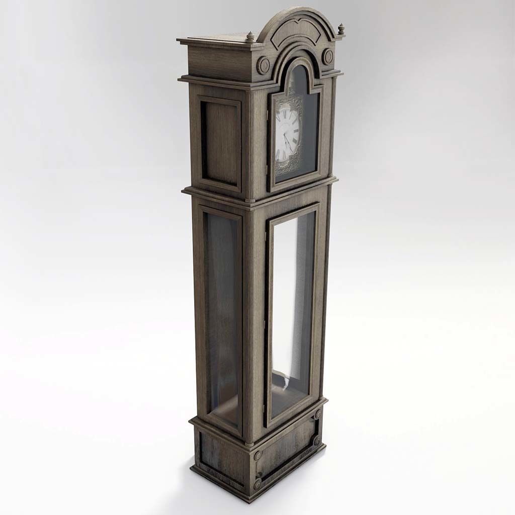 Grandfather Clock - UPDATED - Complete with oak and brass PBR 3D model_3