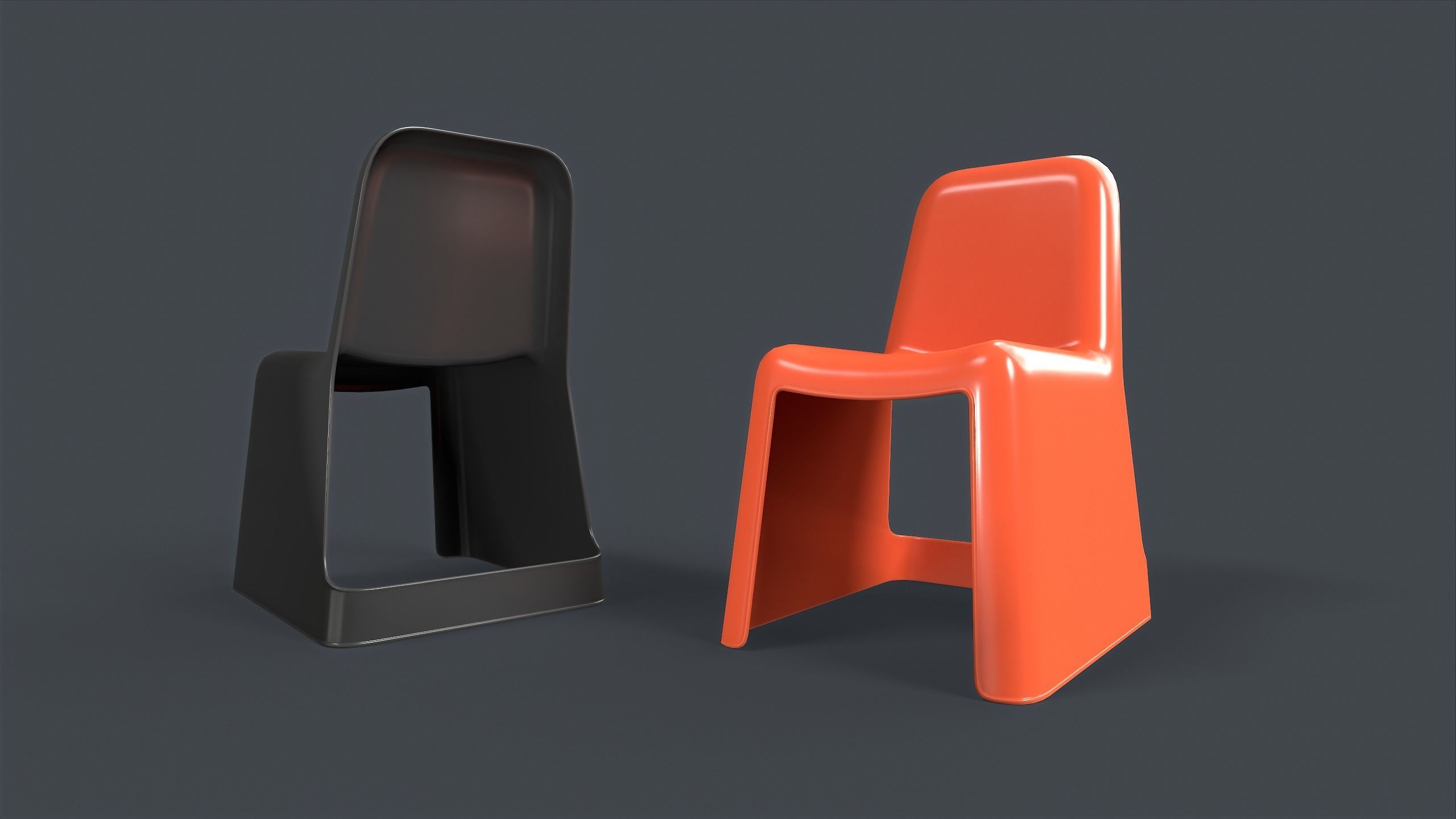 Modern Outdoor Metal Chair 1 PBR Game Ready Low-poly 3D model_1