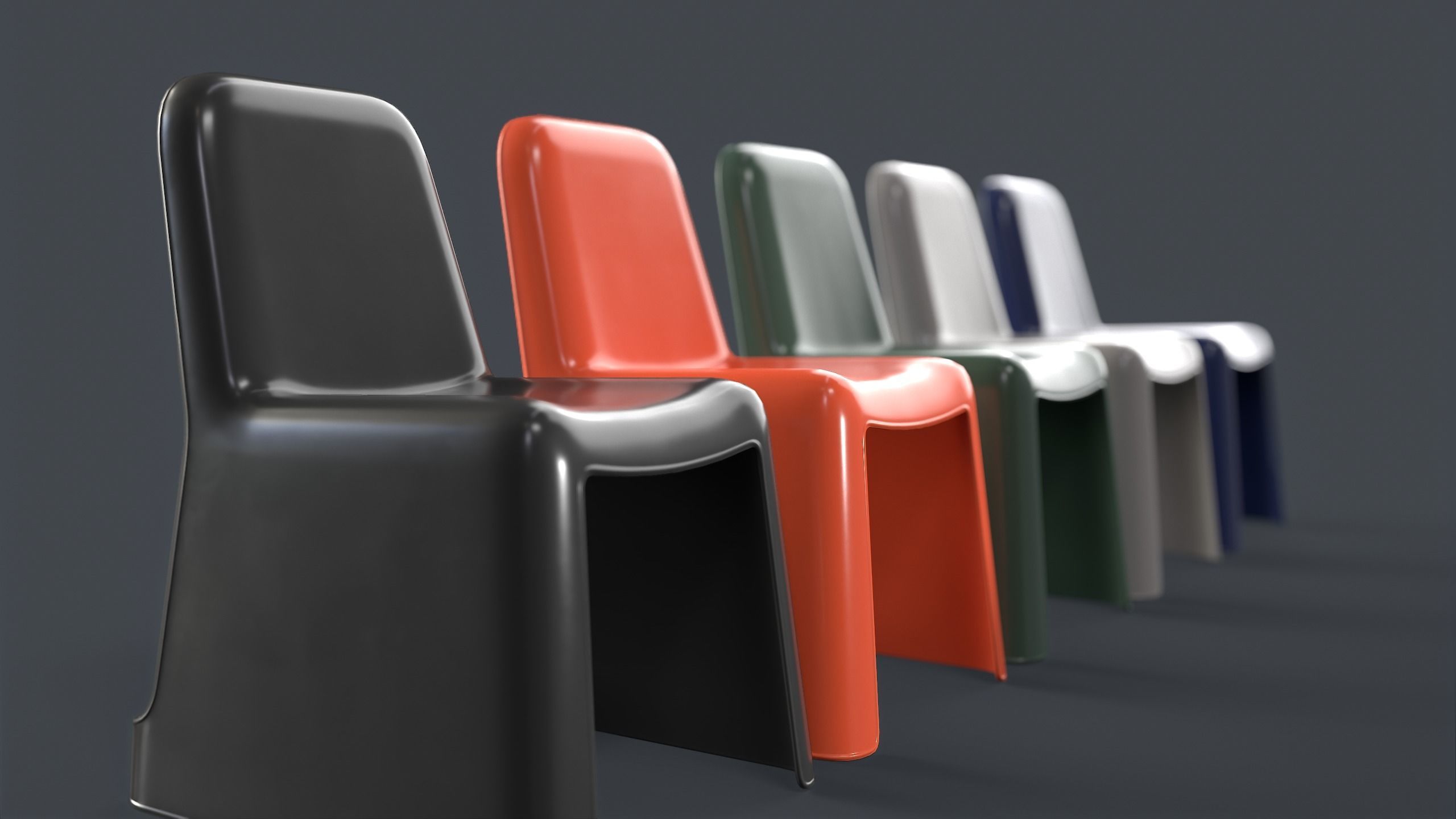 Modern Outdoor Metal Chair 1 PBR Game Ready Low-poly 3D model_3