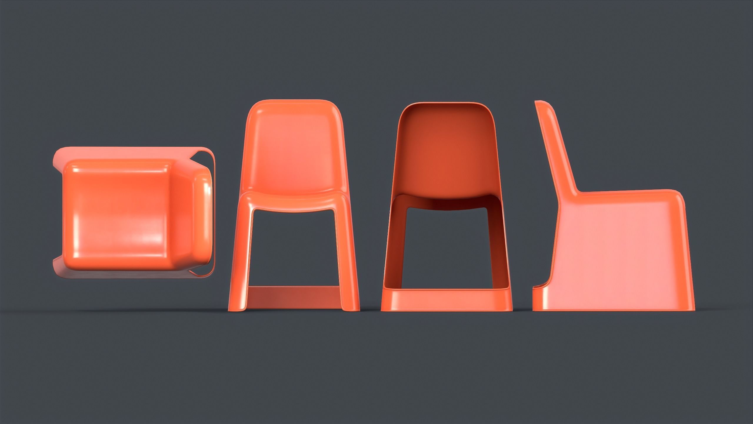 Modern Outdoor Metal Chair 1 PBR Game Ready Low-poly 3D model_2