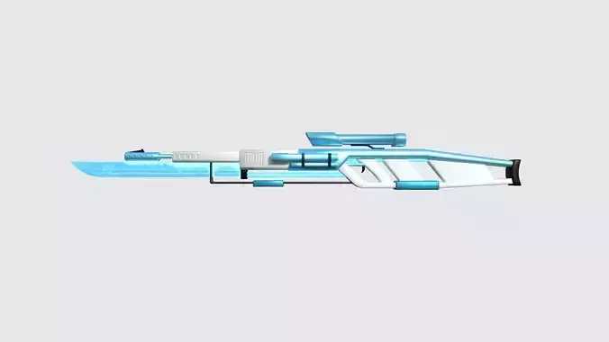 SciFi Sniper Gunblade A01 White Blue - Fiction Weaponry Low-poly 3D model