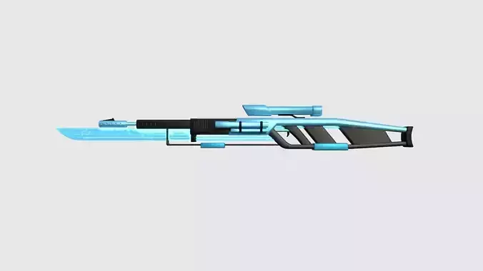 SciFi Sniper Gunblade A02 Black Blue - Fiction Weaponry Low-poly 3D model