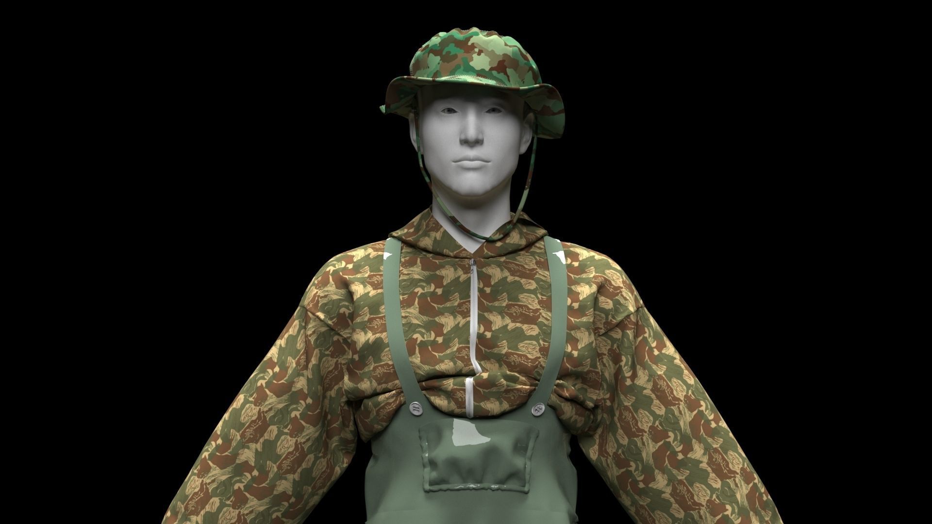 fisherman mannequin dressed overalls 3D model_6