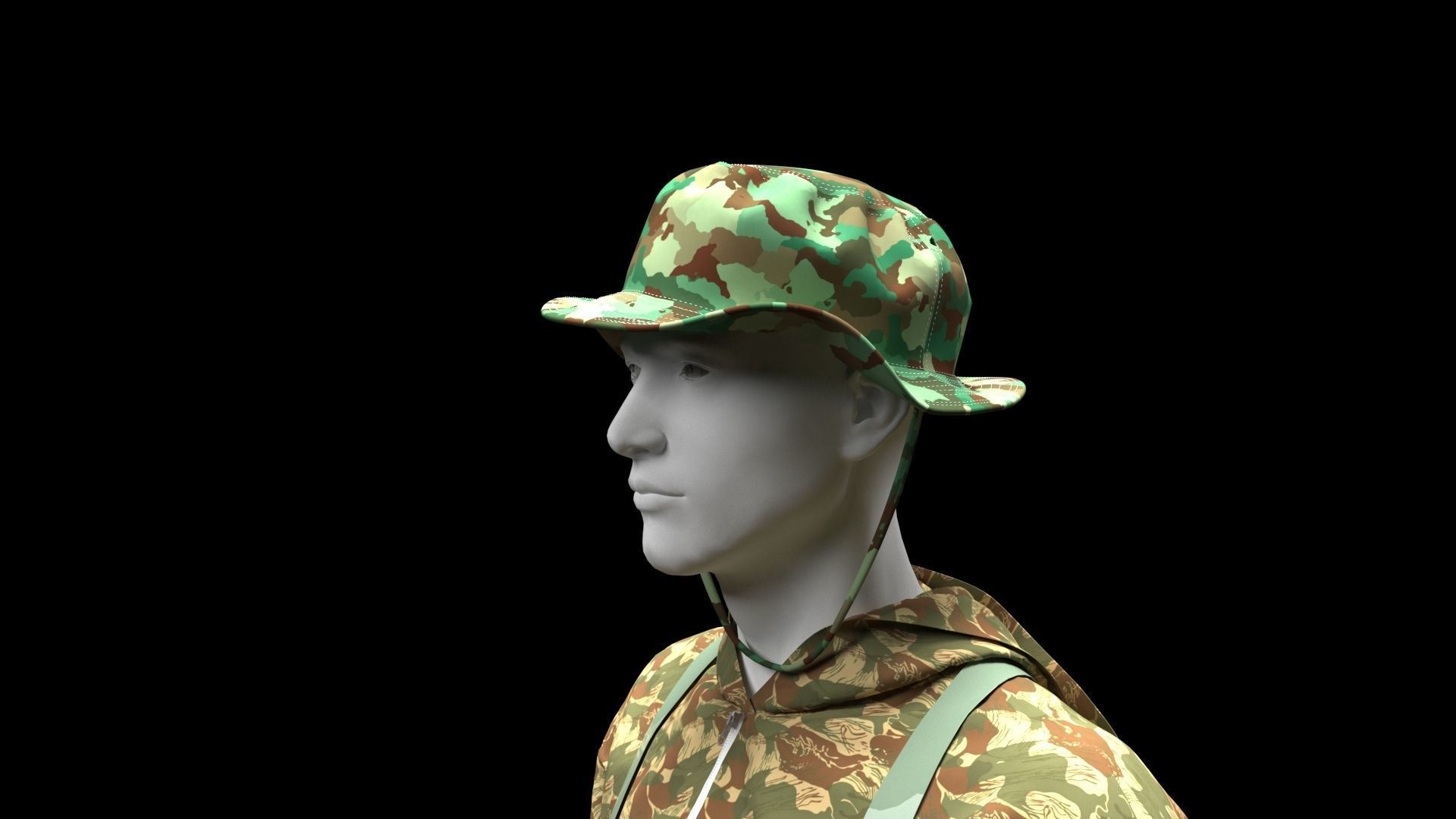 fisherman mannequin dressed overalls 3D model_3