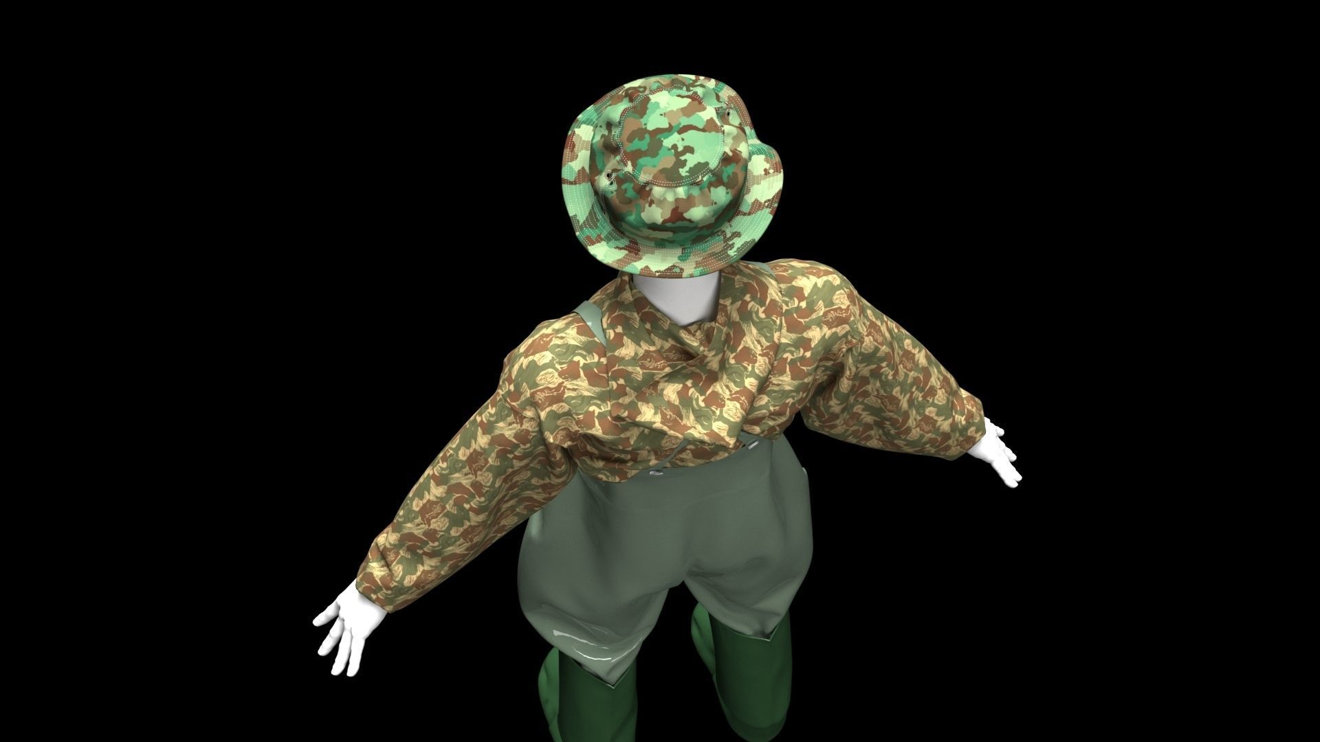 fisherman mannequin dressed overalls 3D model_7