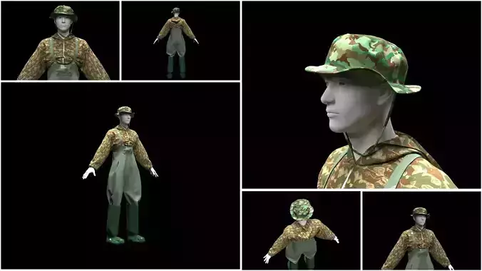 fisherman mannequin dressed overalls