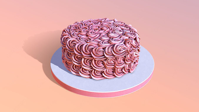 Rose Gold Rosette Cake 3D model