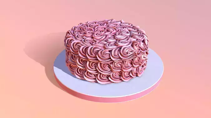 Rose Gold Rosette Cake 3D model