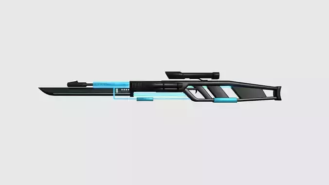 SciFi Sniper Gunblade A03 Full Black - Fiction Weaponry Low-poly 3D model