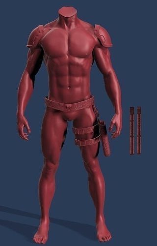 Daredevil Style Belt and Baton Holster 3D print model