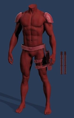 Dare Devil Style Belt and Baton Holster 3D print model