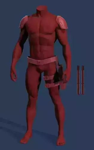 Dare Devil Style Belt and Baton Holster 3D print model