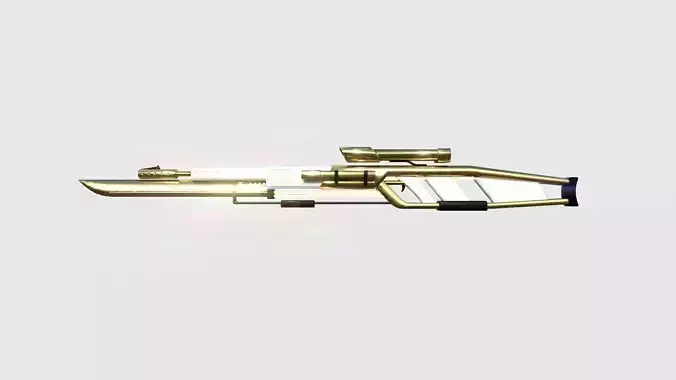 SciFi Sniper Gunblade A05 Golden - Fiction Weaponry Low-poly 3D model