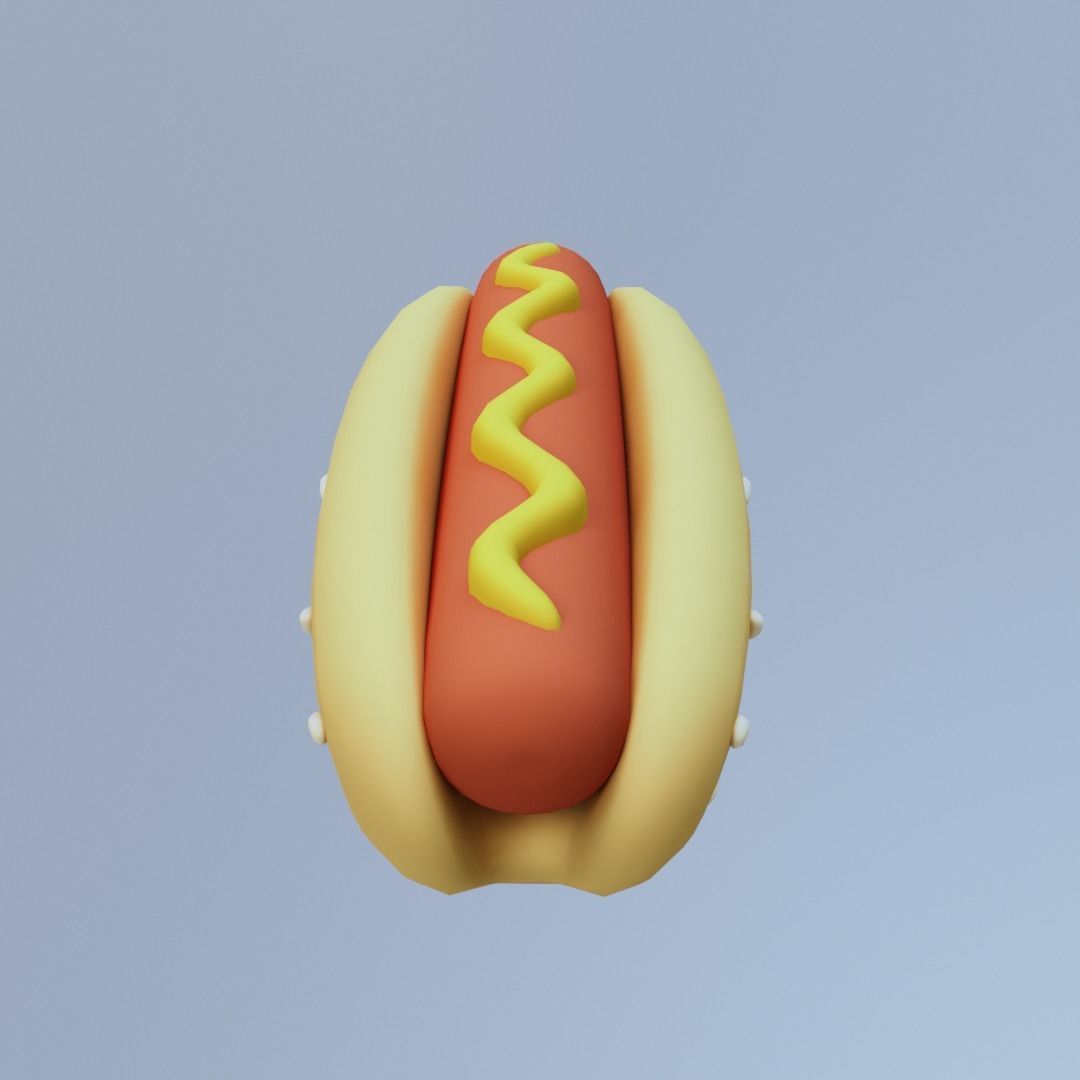 Hotdog hot dog with mustard and ketchup Low-poly 3D model_2