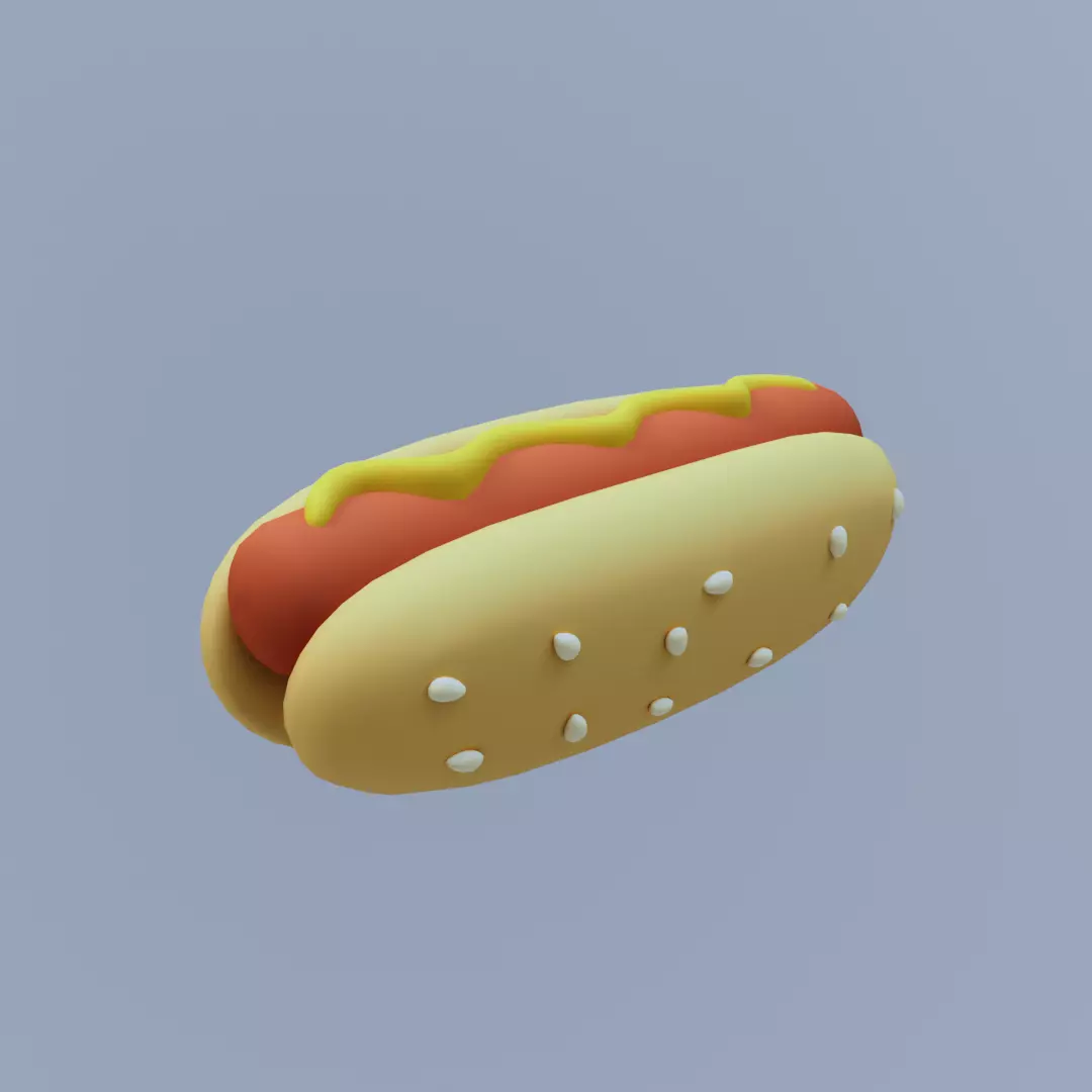 Hotdog hot dog with mustard and ketchup Low-poly 3D model_0