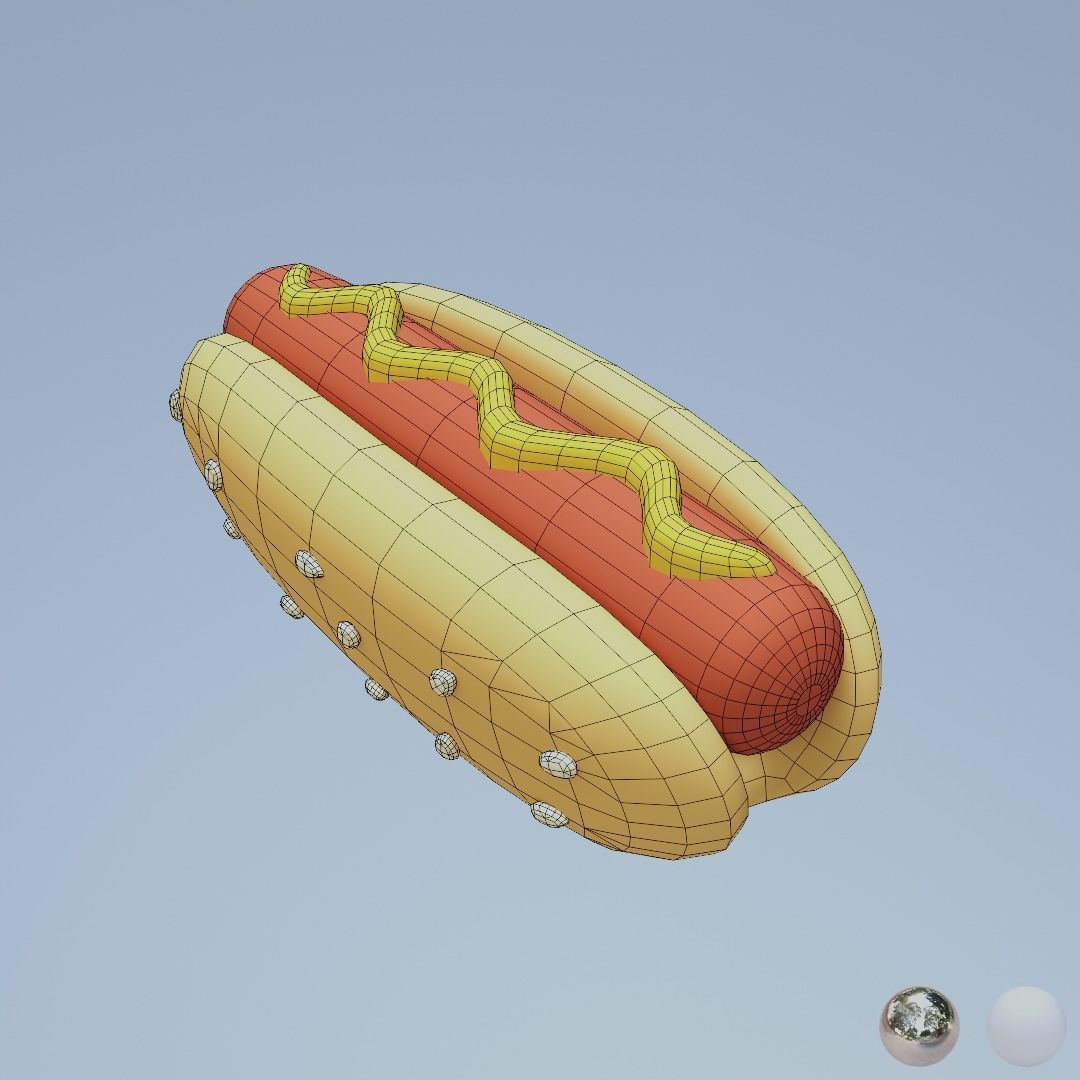 Hotdog hot dog with mustard and ketchup Low-poly 3D model_8