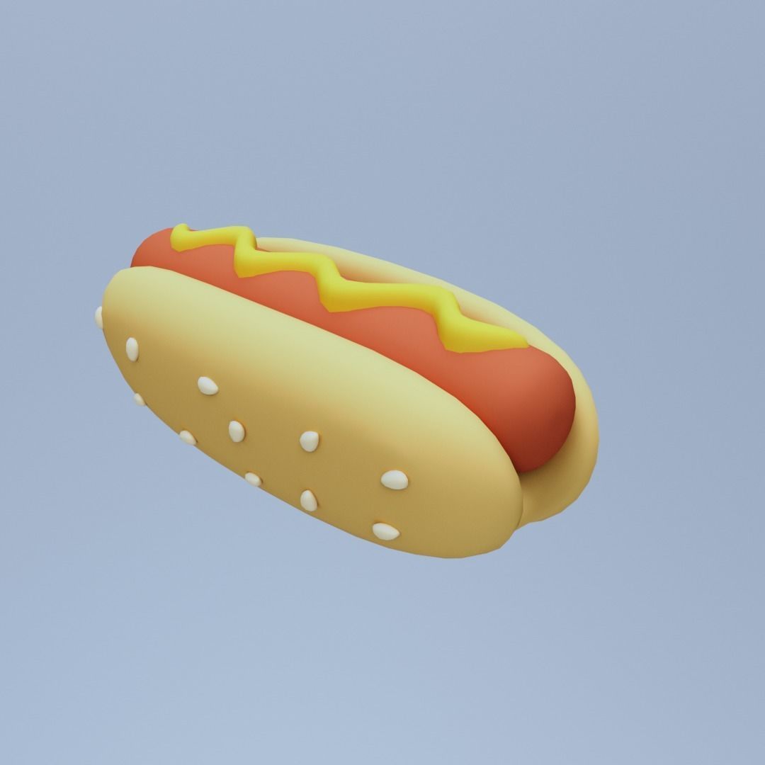 Hotdog hot dog with mustard and ketchup Low-poly 3D model_3