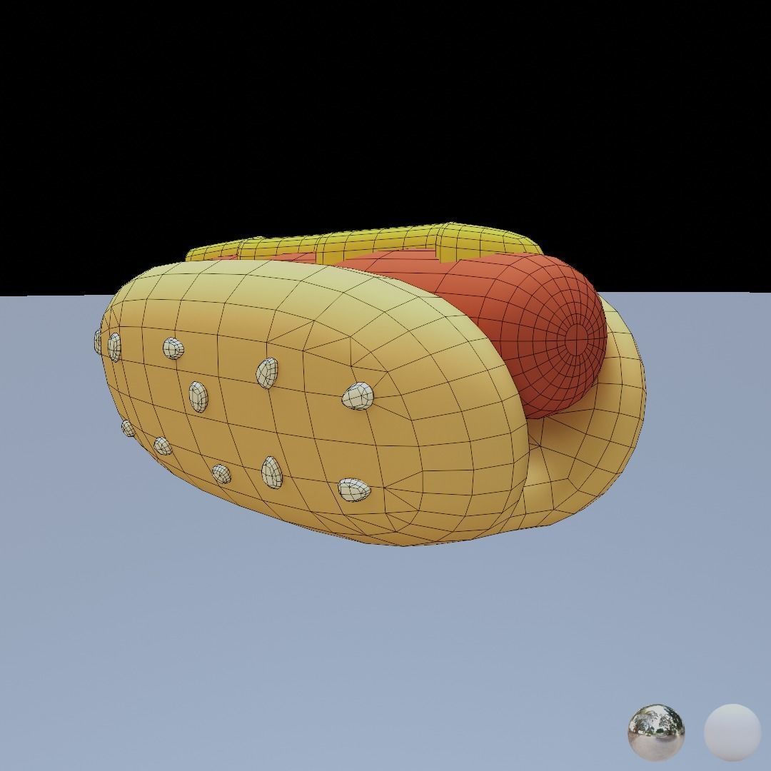 Hotdog hot dog with mustard and ketchup Low-poly 3D model_7