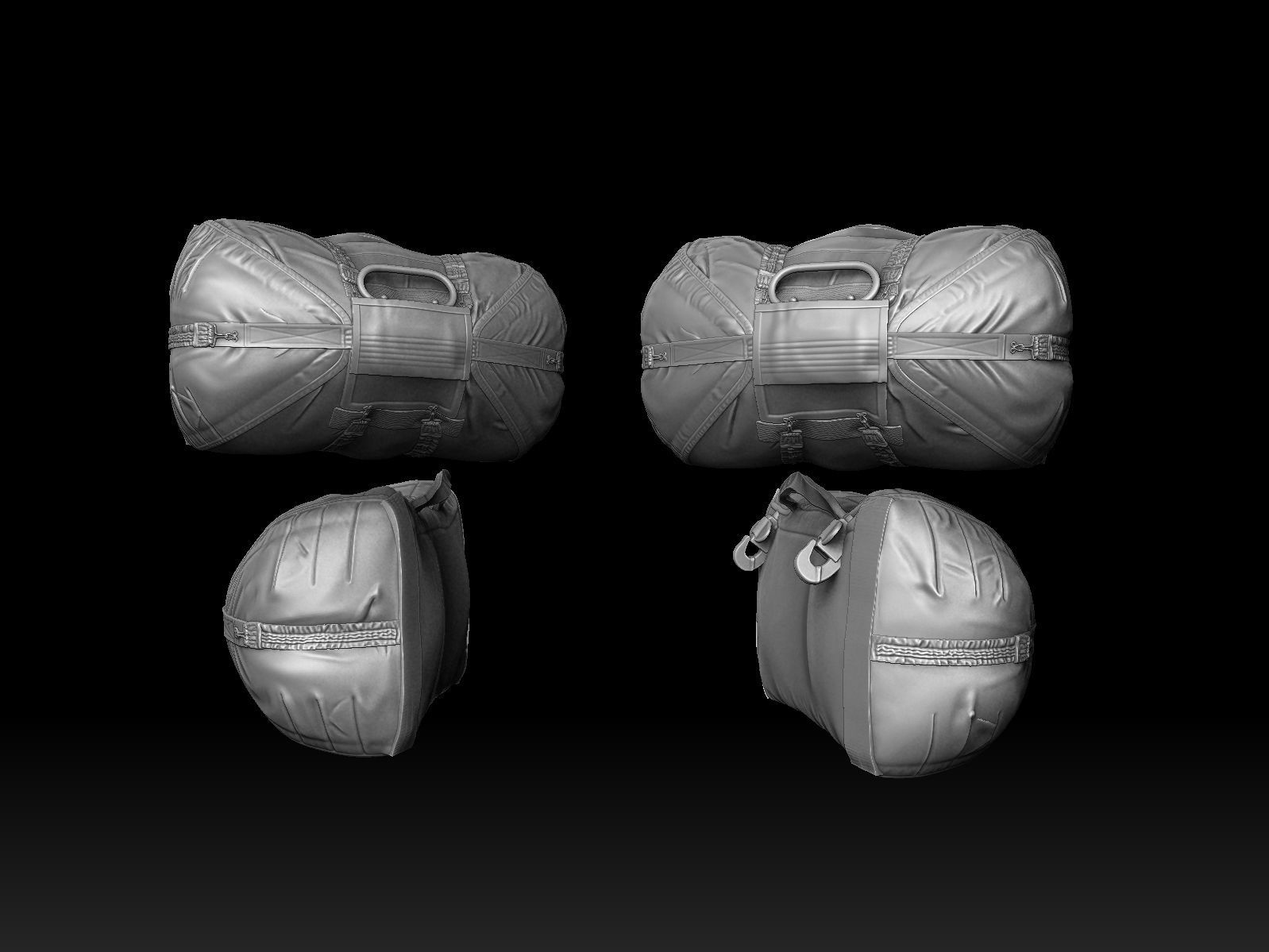 Reserve military parachute 3D print model_3