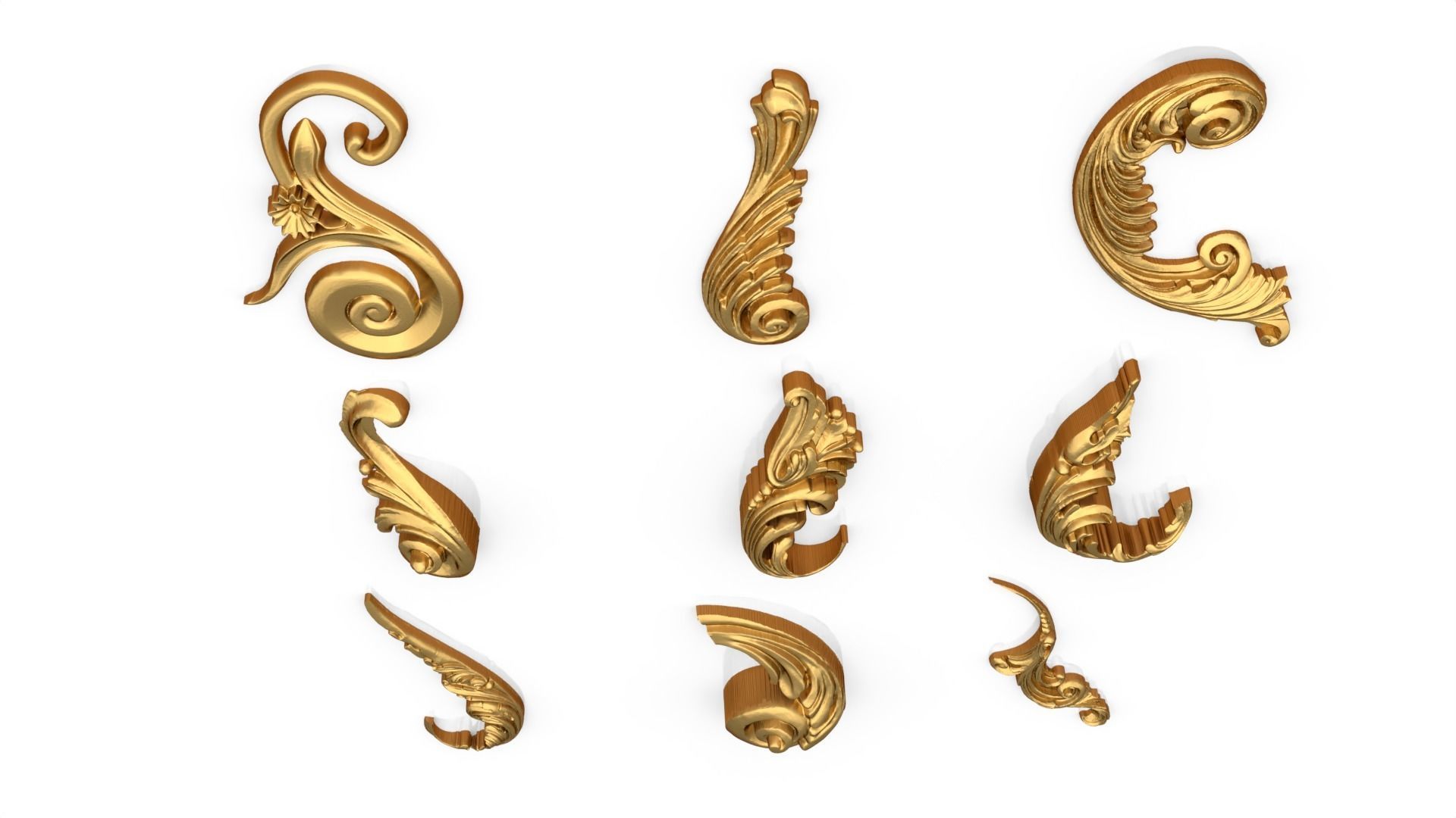 Acanthus Leaves Collection 10 3D model_4