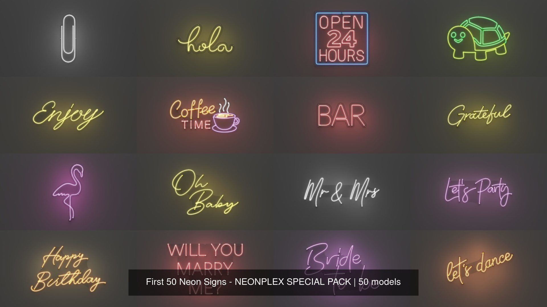 First 50 Neon Signs - NEONPLEX SPECIAL PACK 3D Model Collection_4