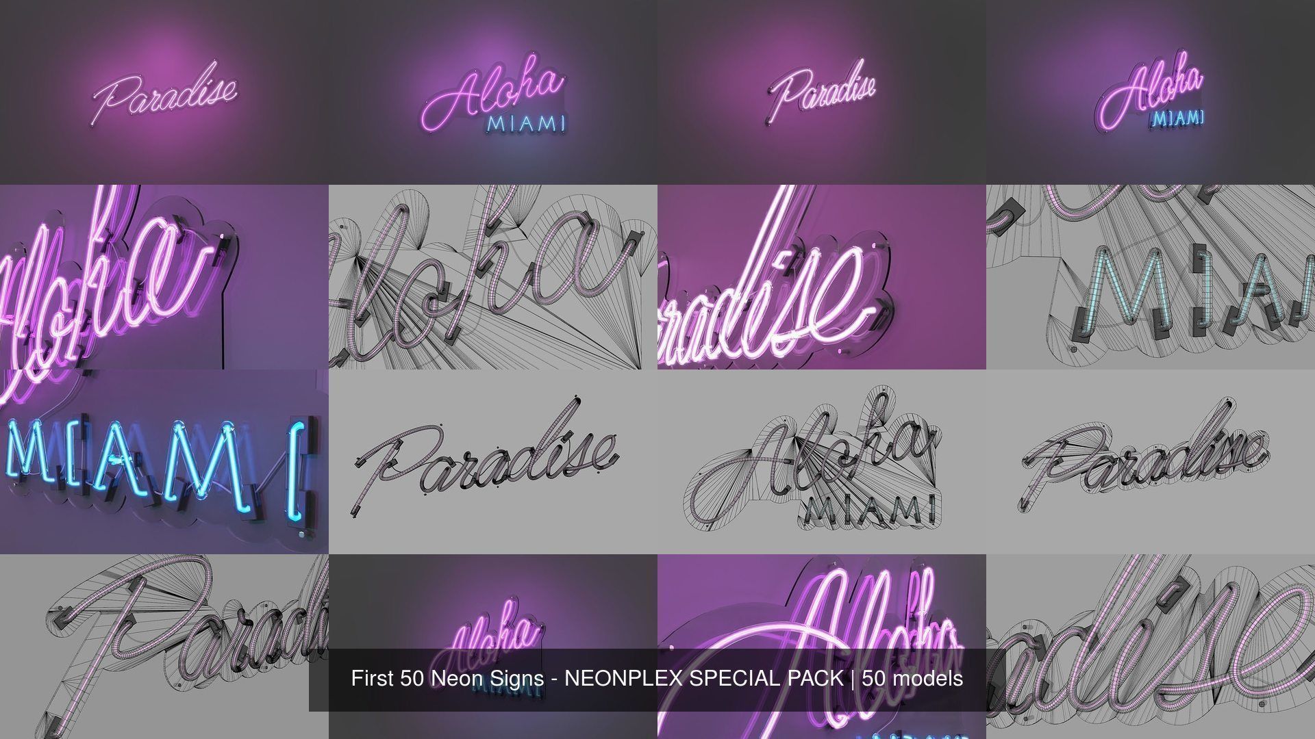 First 50 Neon Signs - NEONPLEX SPECIAL PACK 3D Model Collection_6