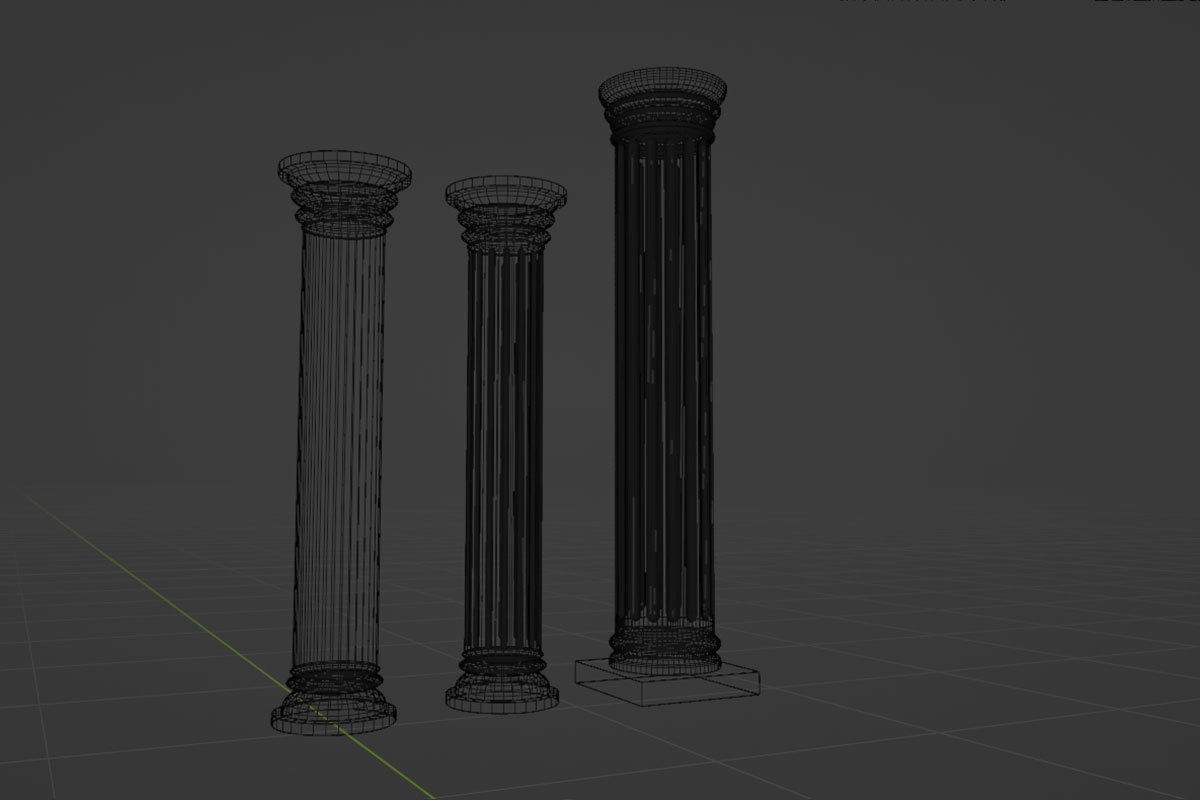 Columns architectural minimalistic Set Low-poly 3D model_21