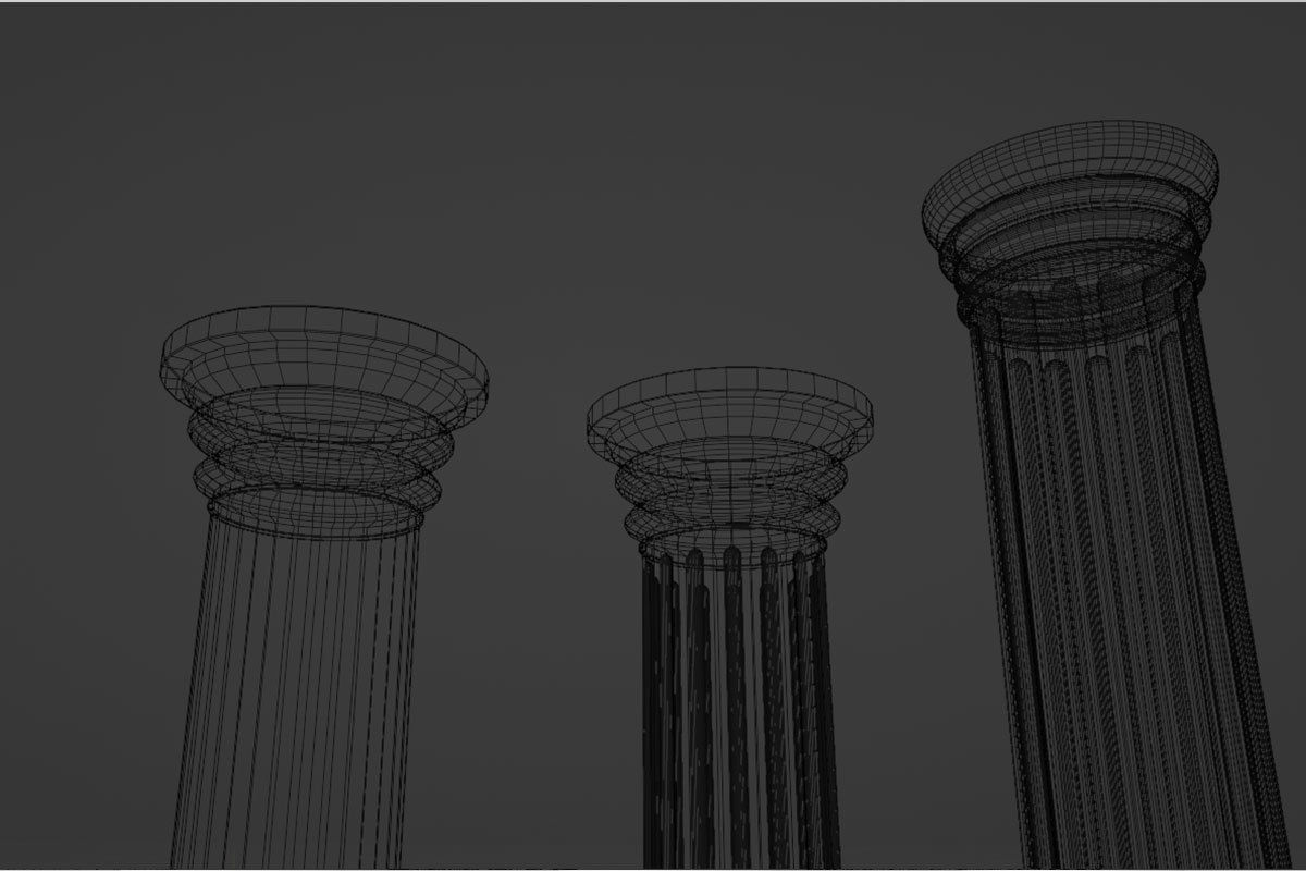 Columns architectural minimalistic Set Low-poly 3D model_27