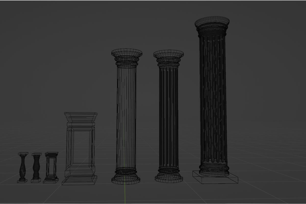 Columns architectural minimalistic Set Low-poly 3D model_30