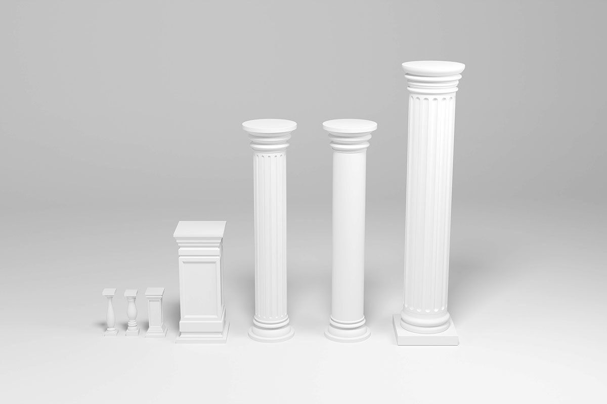 Columns architectural minimalistic Set Low-poly 3D model_10