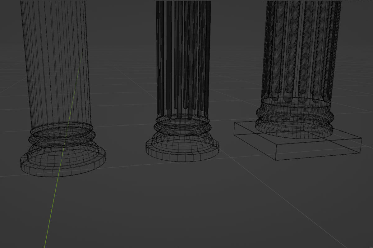 Columns architectural minimalistic Set Low-poly 3D model_20