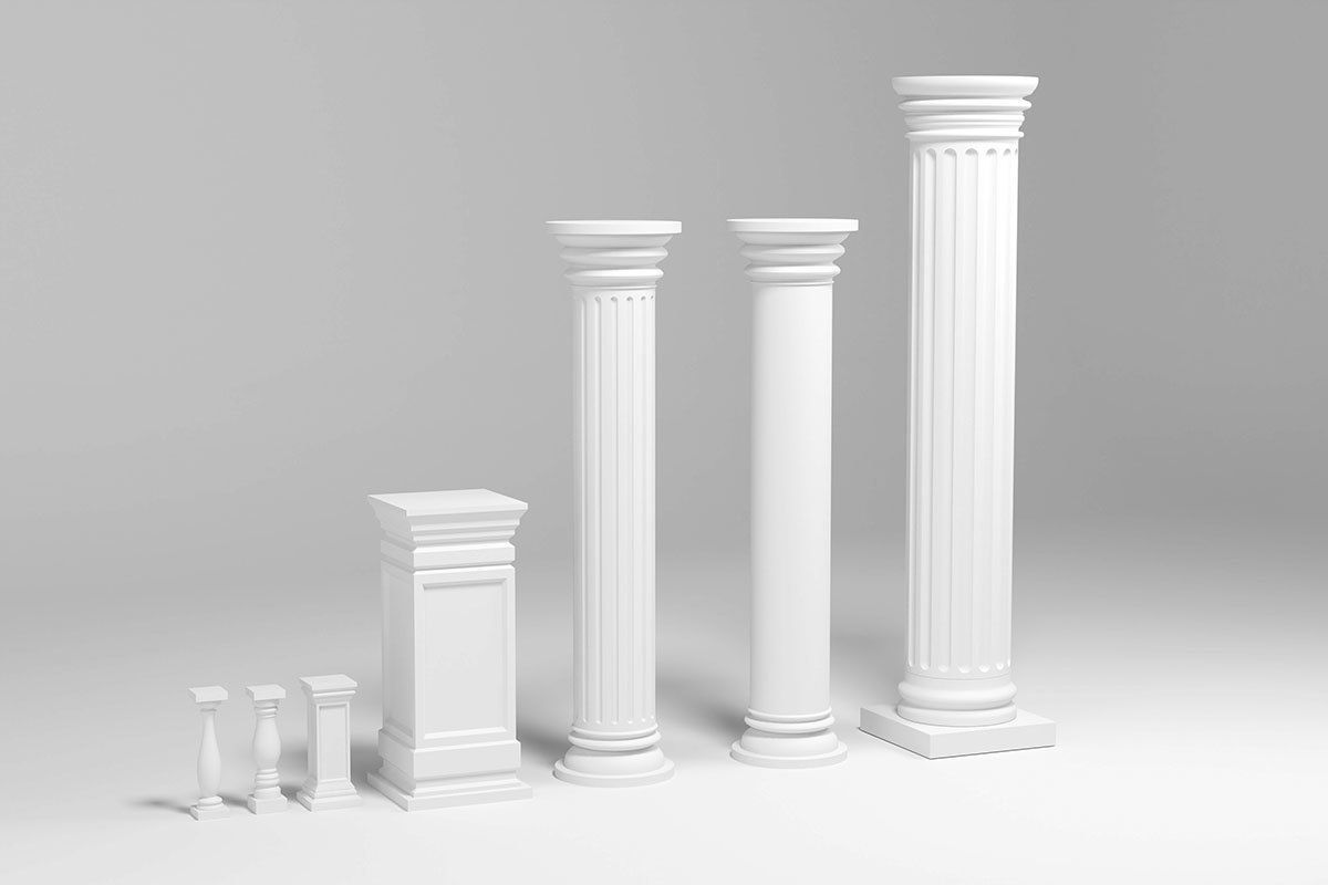 Columns architectural minimalistic Set Low-poly 3D model_14