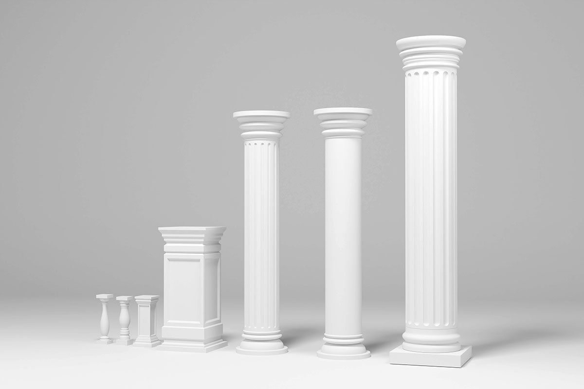 Columns architectural minimalistic Set Low-poly 3D model_2