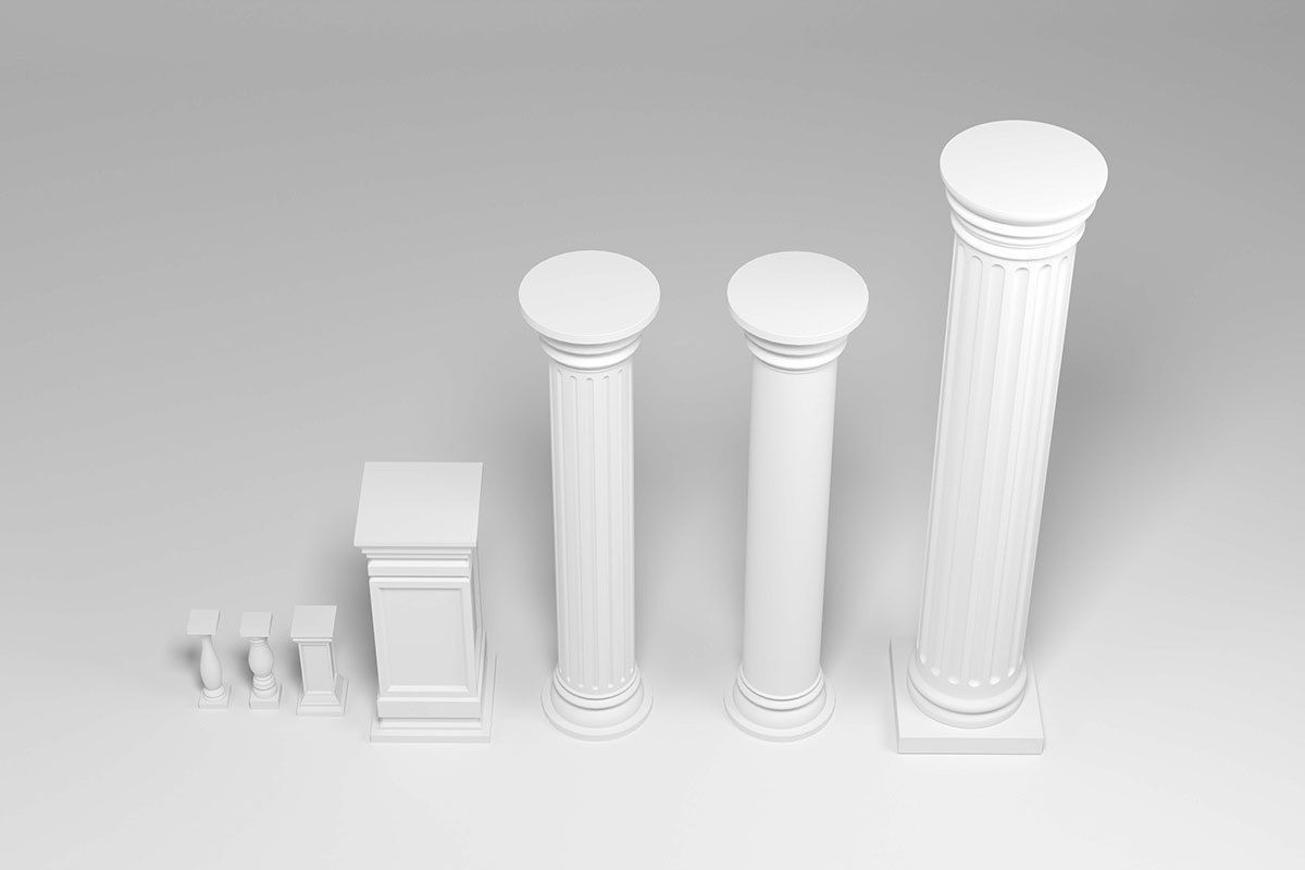 Columns architectural minimalistic Set Low-poly 3D model_12