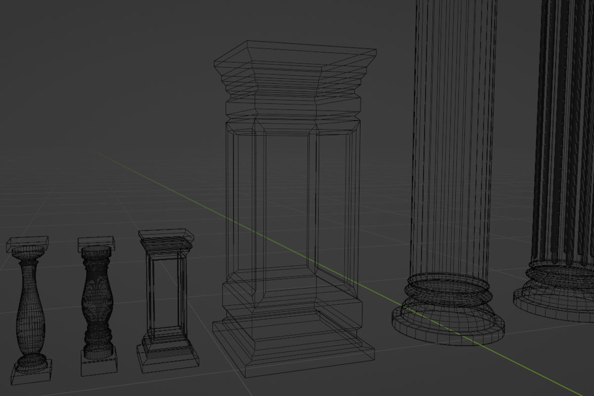 Columns architectural minimalistic Set Low-poly 3D model_26