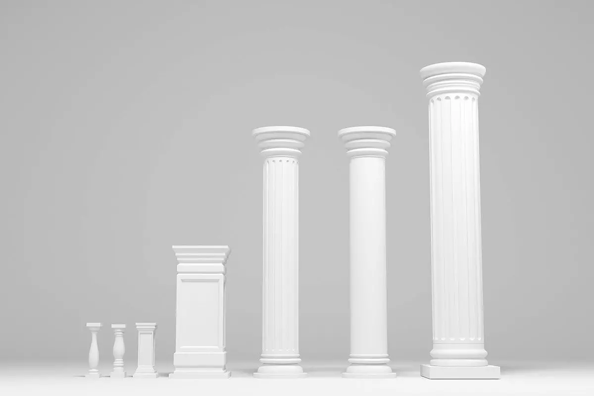 Columns architectural minimalistic Set Low-poly 3D model_0