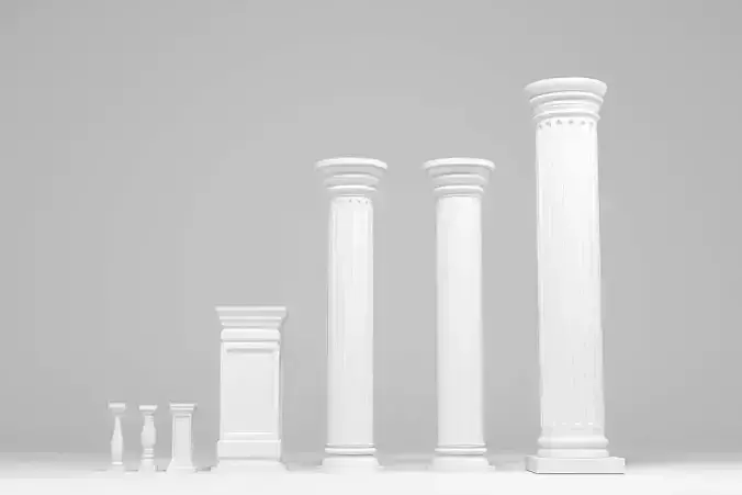 Columns architectural minimalistic Set