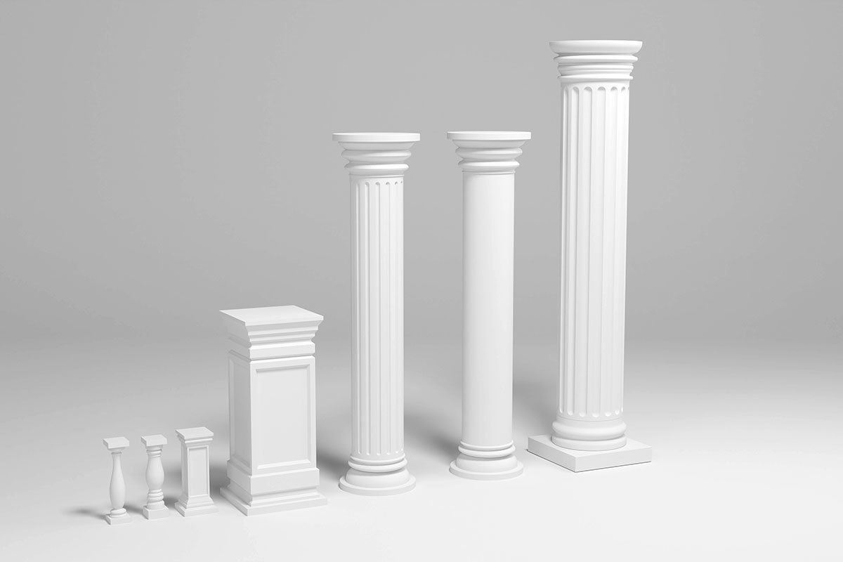 Columns architectural minimalistic Set Low-poly 3D model_1