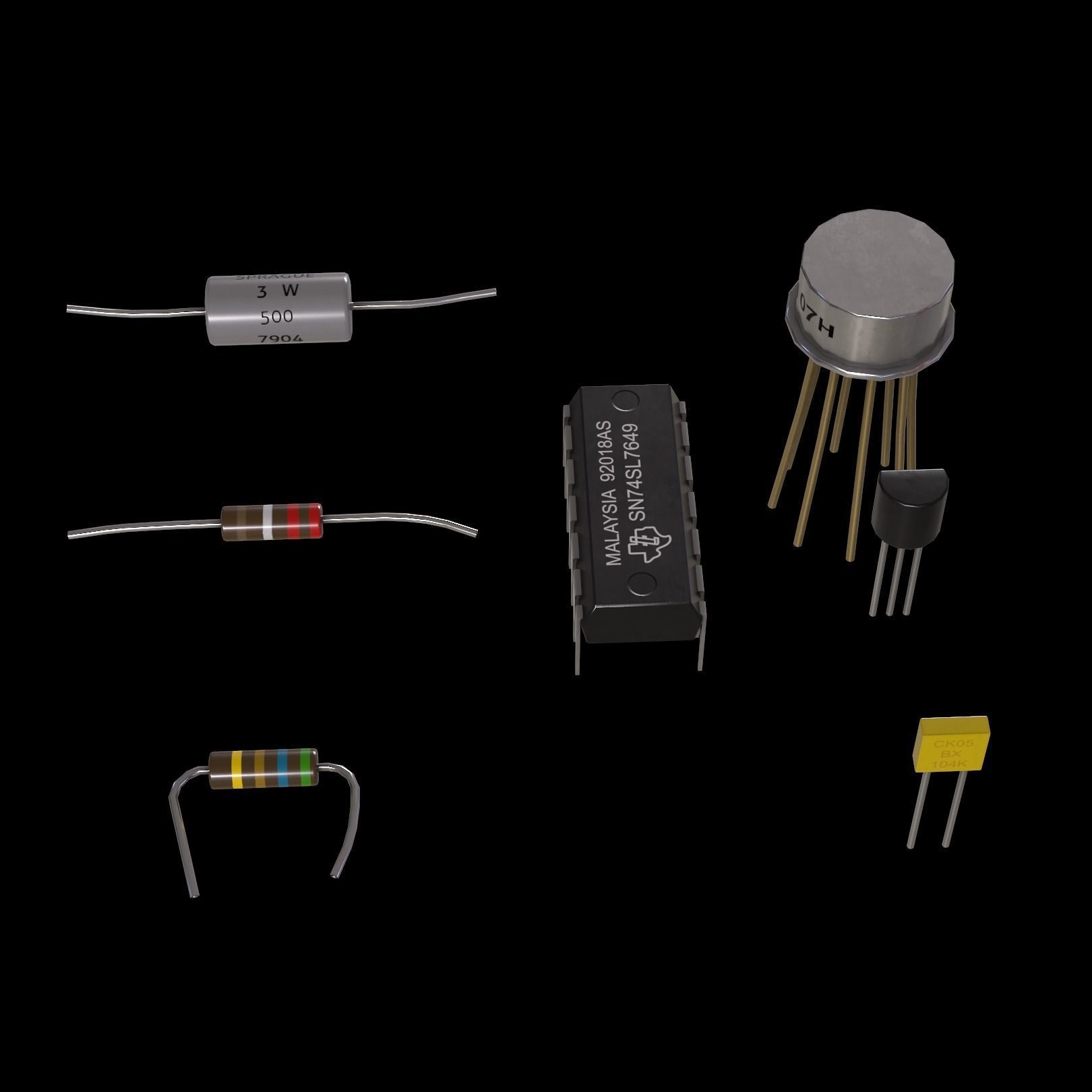 Electrical Components Low-poly 3D model_3