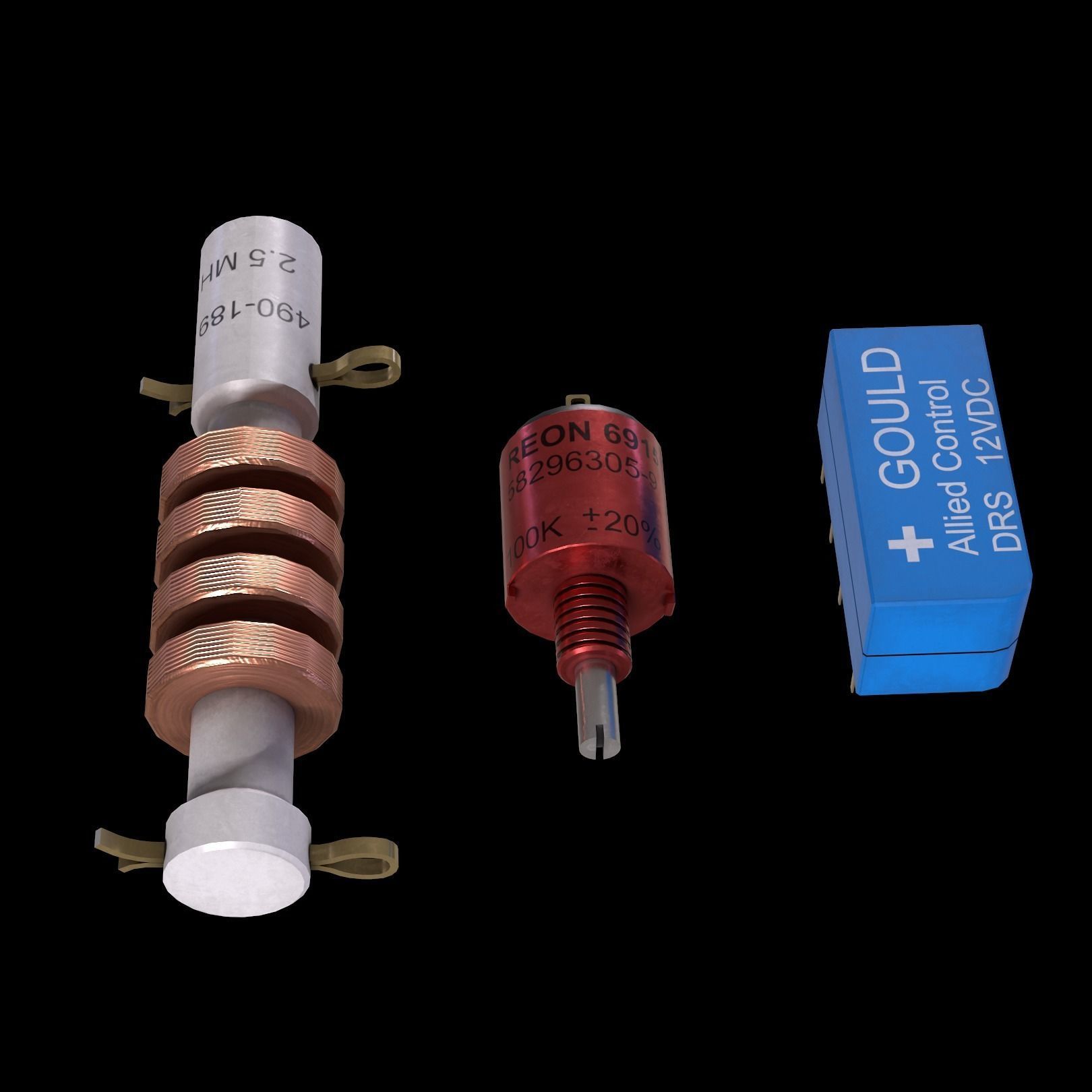 Electrical Components Low-poly 3D model_4