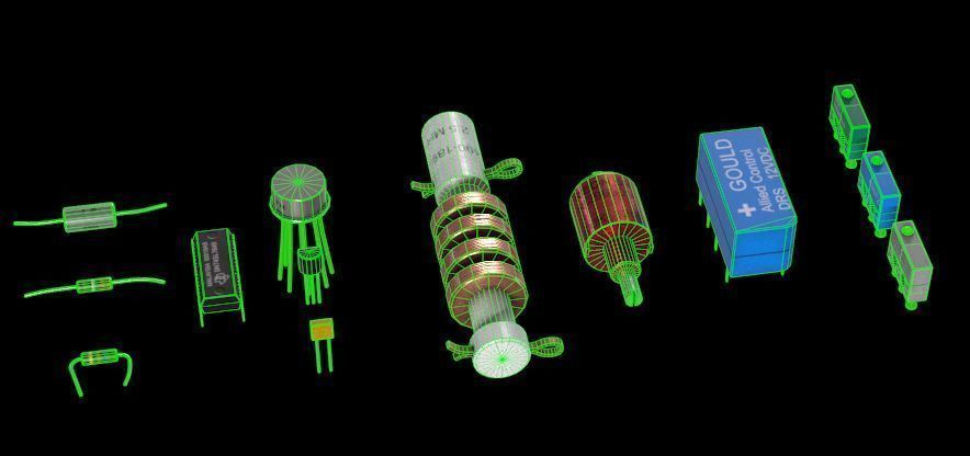 Electrical Components Low-poly 3D model_8