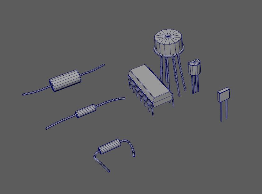 Electrical Components Low-poly 3D model_6