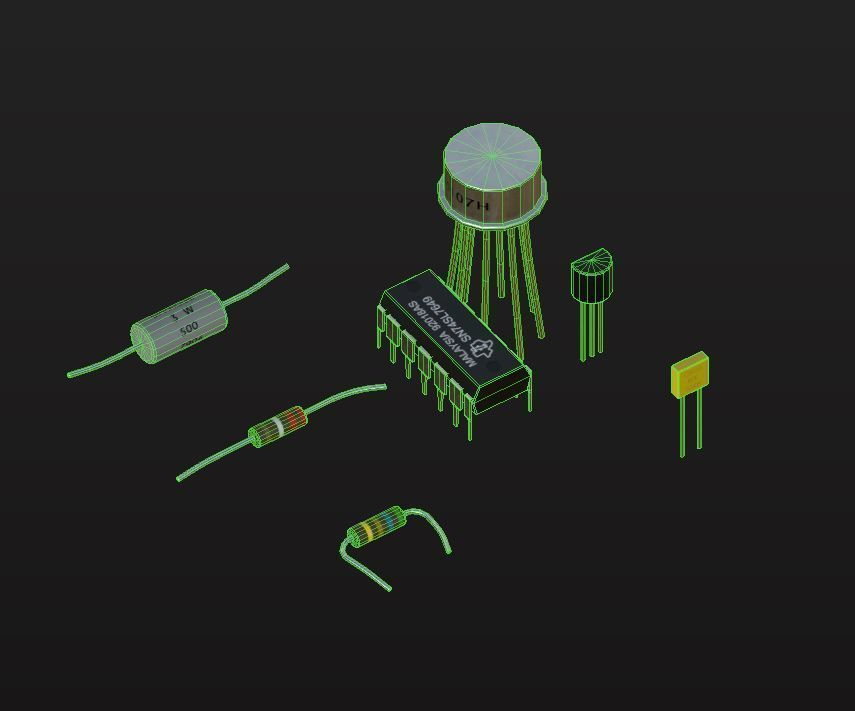 Electrical Components Low-poly 3D model_7
